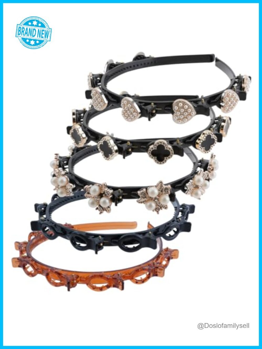 Resin Double Bangs Hairstyle Hairpin Headband with Clips
